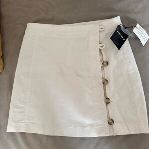 Forever 21 Beige Button-Accent Pencil Skirt